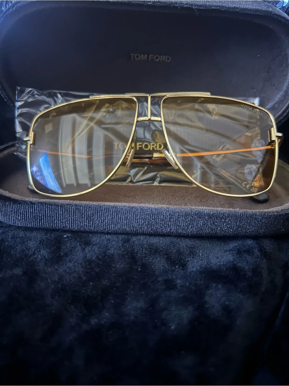 Tom Ford Gold Frame Sunglasses with Brown Gradient Lenses
